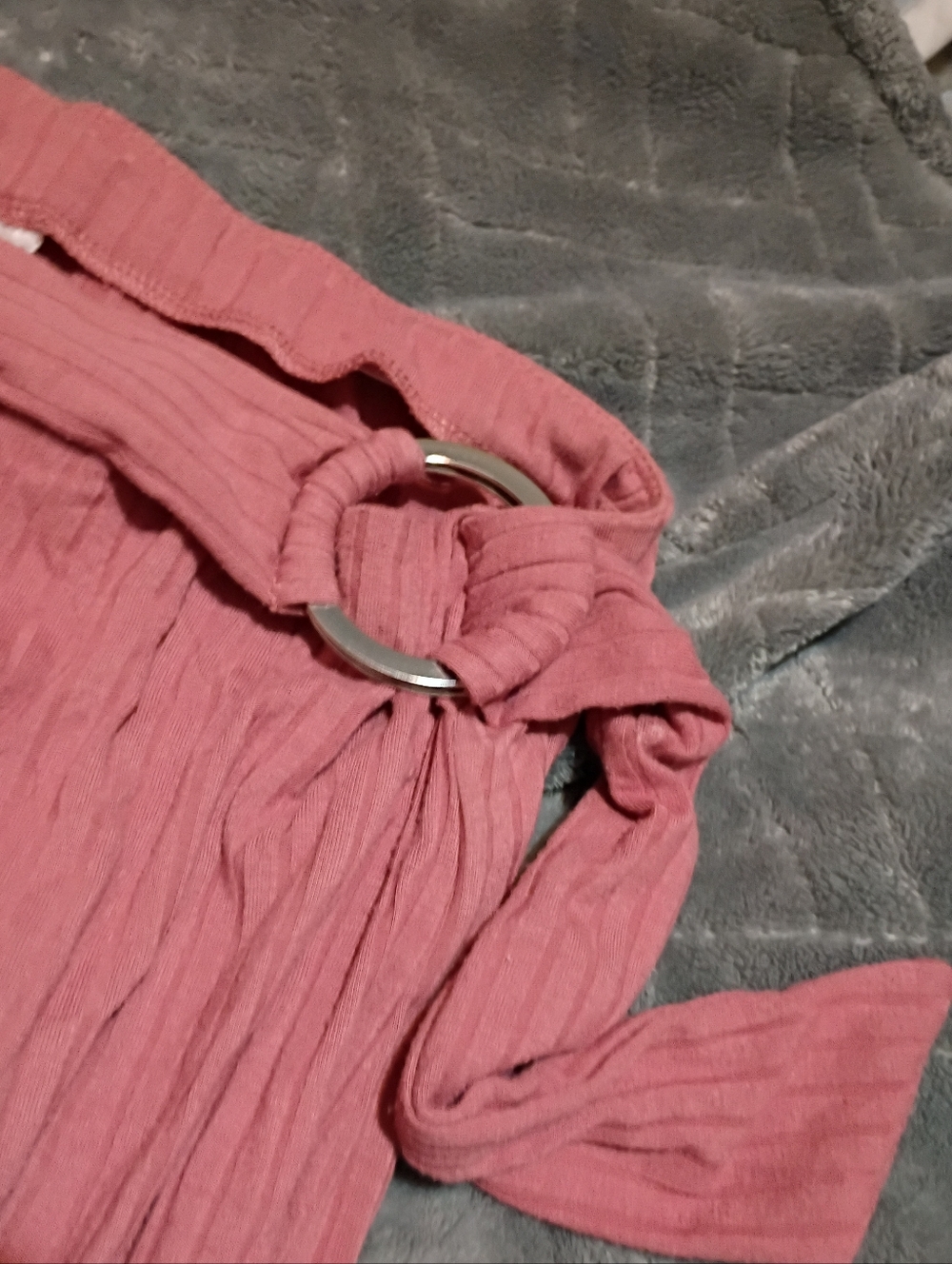 💙 3 For $12 Dusty Rose Ribbed Paperbag Waist Pants - Picture 2 of 4